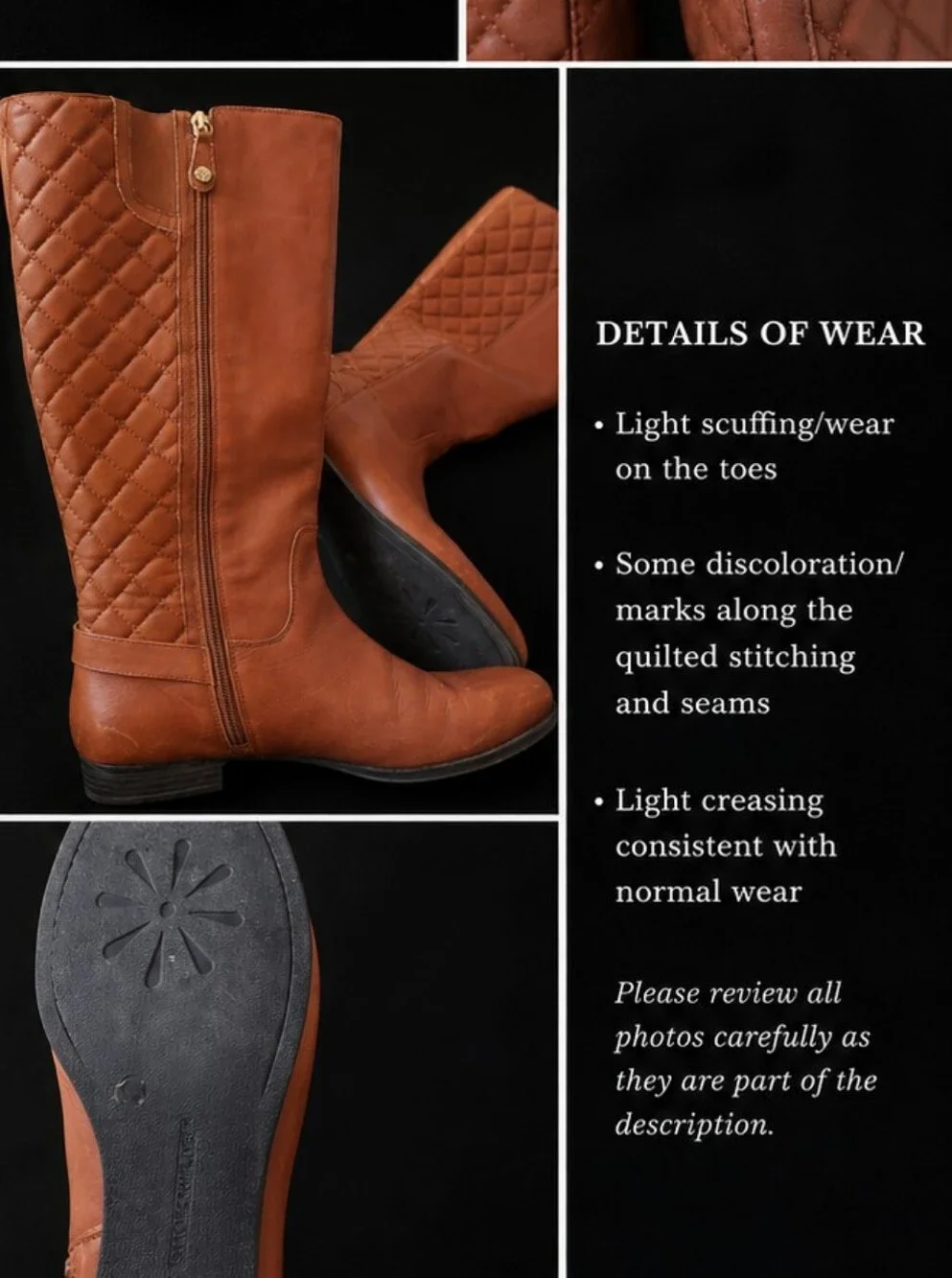 Isaac Mizrahi Live! Leather Riding Boots Wide Calf -Standard Sz10 Women